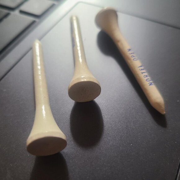 Nortel Open Vintage 1990's Golf Tees Set (3) - Northern Telecom Golfing Golfer - Picture 3 of 4